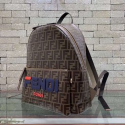 Fendi Brown Glazed Fabric Large Backpack FBS24084