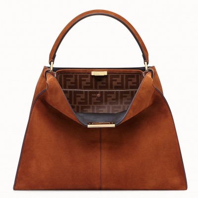 Fendi Brown Peekaboo X Lite Large Suede Bag FBS24088