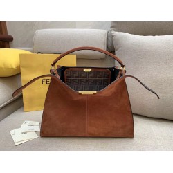 Fendi Brown Peekaboo X Lite Large Suede Bag FBS24088