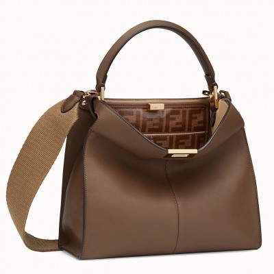 Fendi Brown Peekaboo X Lite Regular Bag FBS24089