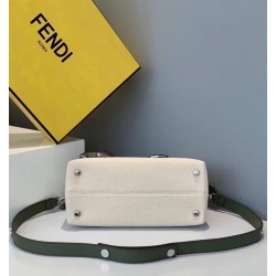 Fendi By The Way Medium Bag In Canvas With Green Leather FBS24094