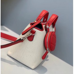 Fendi By The Way Medium Bag In Canvas With Red Leather FBS24095