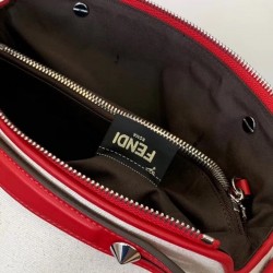 Fendi By The Way Medium Bag In Canvas With Red Leather FBS24095