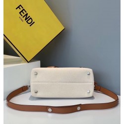 Fendi By The Way Medium Bag In Canvas With Tan Leather FBS24096