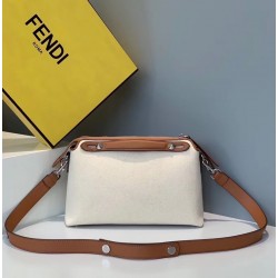 Fendi By The Way Medium Bag In Canvas With Tan Leather FBS24096