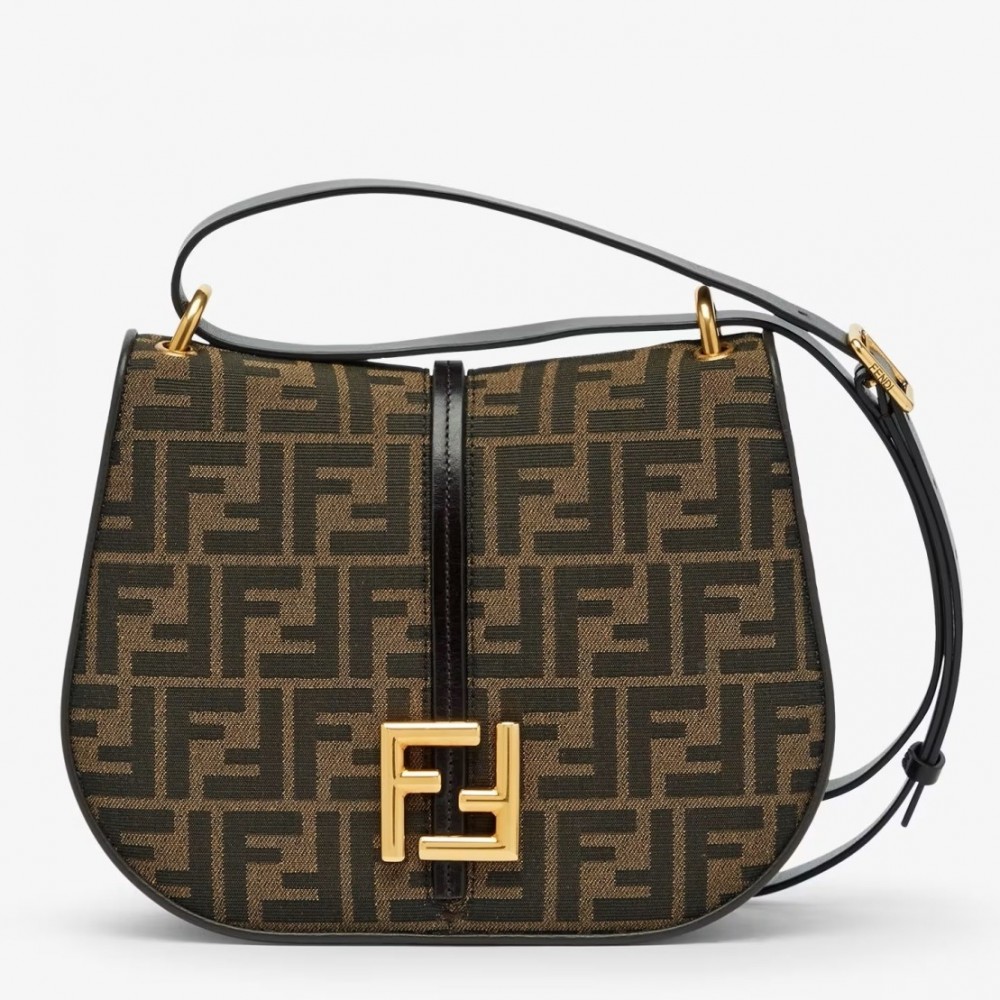 Fendi C'mon Medium Bag in FF Jacquard Fabric and Leather FBS24104