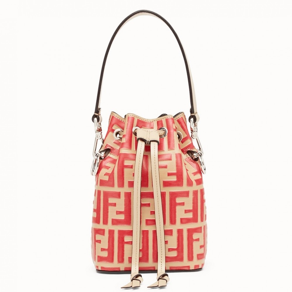 Fendi FF Mon Tresor Mini Bucket Bag In Beige Calfskin FBS24124