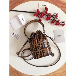 Fendi FF Mon Tresor Mini Bucket Bag In Brown Calfskin FBS24125