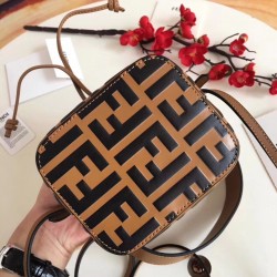 Fendi FF Mon Tresor Mini Bucket Bag In Brown Calfskin FBS24125