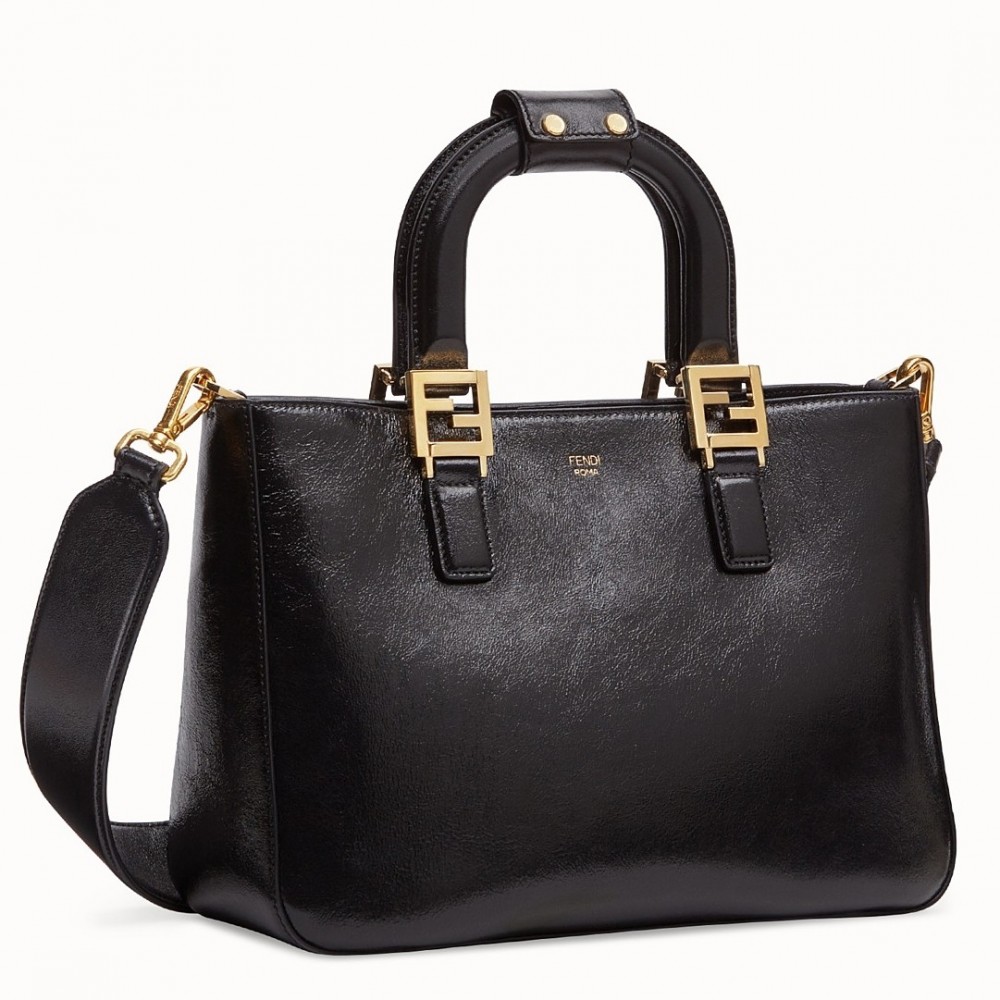 Fendi FF Tote Small Bag In Black Calfskin FBS24128