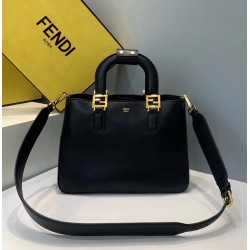 Fendi FF Tote Small Bag In Black Calfskin FBS24128