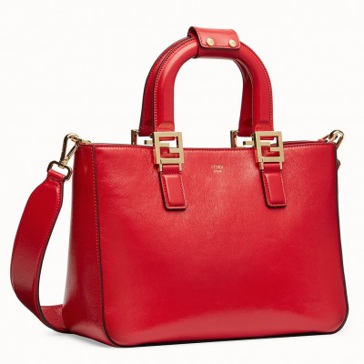 Fendi FF Tote Small Bag In Red Calfskin FBS24130