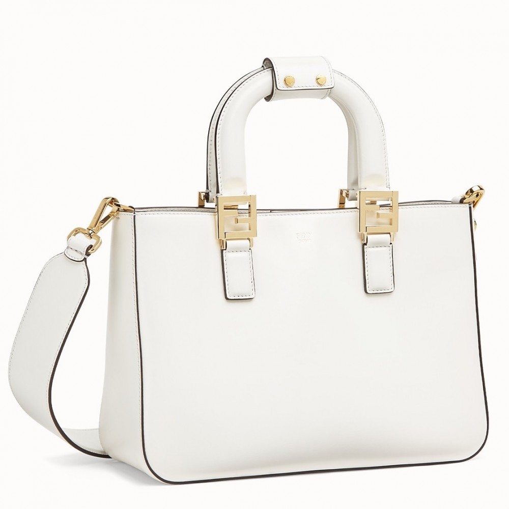 Fendi FF Tote Small Bag In White Calfskin FBS24131