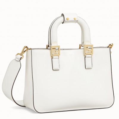 Fendi FF Tote Small Bag In White Calfskin FBS24131