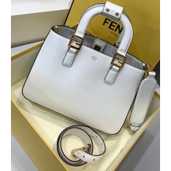 Fendi FF Tote Small Bag In White Calfskin FBS24131