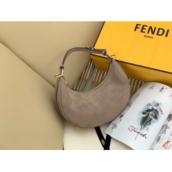 Fendi Fendigraphy Small Hobo Bag In Beige Suede Leather FBS24117