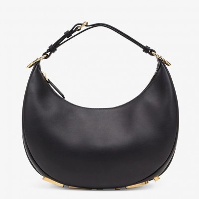 Fendi Fendigraphy Small Hobo Bag In Black Leather FBS24115