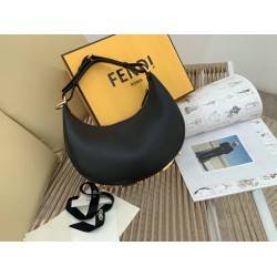 Fendi Fendigraphy Small Hobo Bag In Black Leather FBS24115