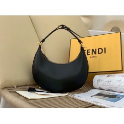 Fendi Fendigraphy Small Hobo Bag In Black Leather FBS24115