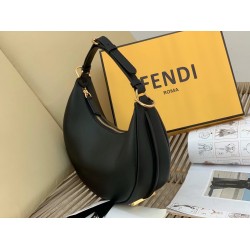 Fendi Fendigraphy Small Hobo Bag In Black Leather FBS24115