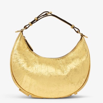 Fendi Fendigraphy Small Hobo Bag In Gold Laminated Leather FBS24116