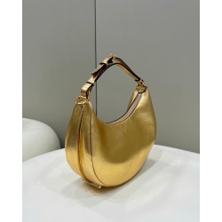 Fendi Fendigraphy Small Hobo Bag In Gold Laminated Leather FBS24116