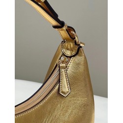 Fendi Fendigraphy Small Hobo Bag In Gold Laminated Leather FBS24116