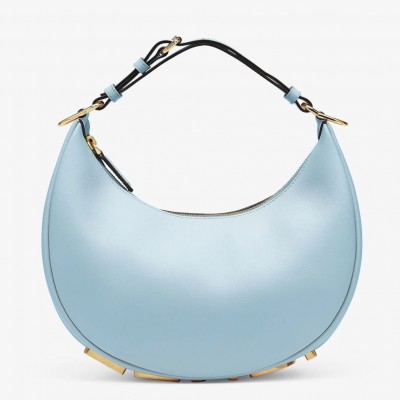 Fendi Fendigraphy Small Hobo Bag In Light Blue Leather FBS24119