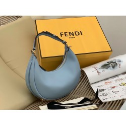 Fendi Fendigraphy Small Hobo Bag In Light Blue Leather FBS24119