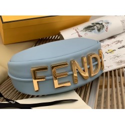 Fendi Fendigraphy Small Hobo Bag In Light Blue Leather FBS24119