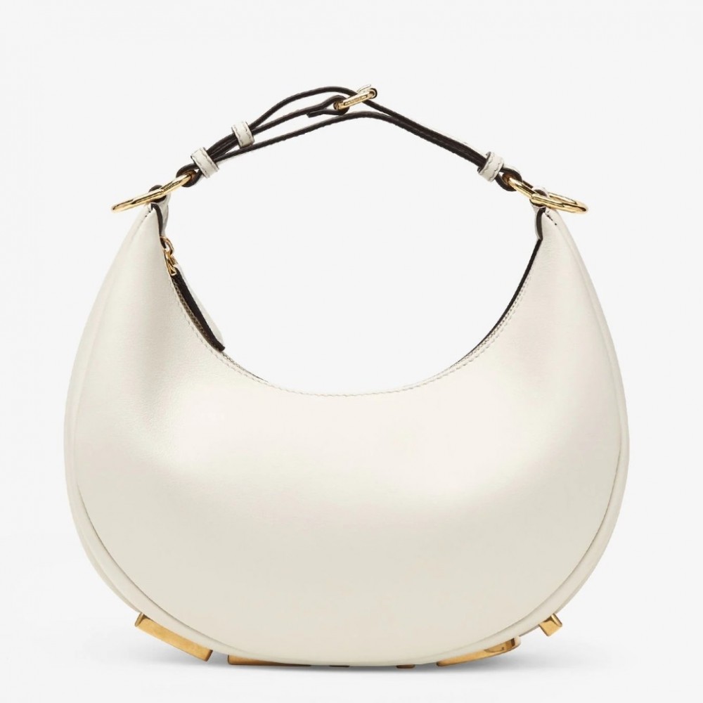 Fendi Fendigraphy Small Hobo Bag In White Leather FBS24123