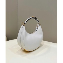 Fendi Fendigraphy Small Hobo Bag In White Leather FBS24123