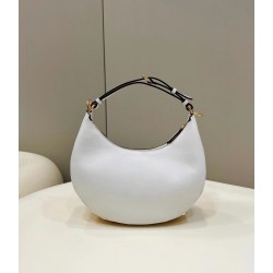 Fendi Fendigraphy Small Hobo Bag In White Leather FBS24123