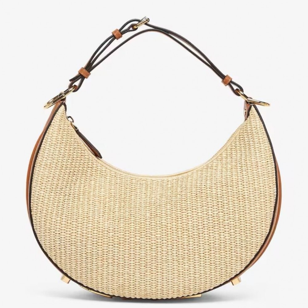 Fendi Fendigraphy Small Hobo Bag in Natural Raffia FBS24120