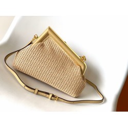 Fendi First Small Bag In Beige Raffia Macrame FBS24140