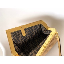 Fendi First Small Bag In Beige Raffia Macrame FBS24140