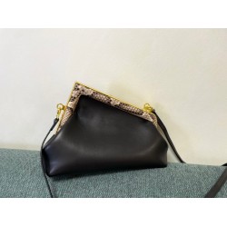 Fendi First Small Bag In Black Nappa Leather with Python F FBS24147