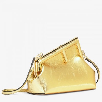 Fendi First Small Bag In Gold Laminated Leather FBS24146