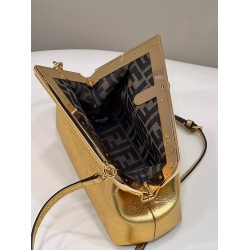 Fendi First Small Bag In Gold Laminated Leather FBS24146