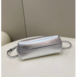 Fendi First Small Bag In Silver Laminated Leather FBS24152