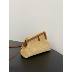 Fendi First Small Bag in Natural Raffia Straw FBS24150