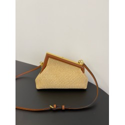 Fendi First Small Bag in Natural Raffia Straw FBS24150