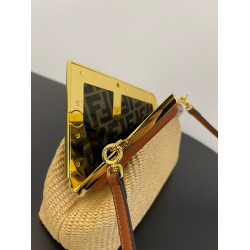 Fendi First Small Bag in Natural Raffia Straw FBS24150