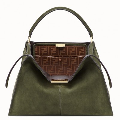 Fendi Green Peekaboo X Lite Large Suede Bag FBS24158