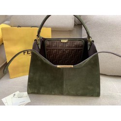 Fendi Green Peekaboo X Lite Large Suede Bag FBS24158