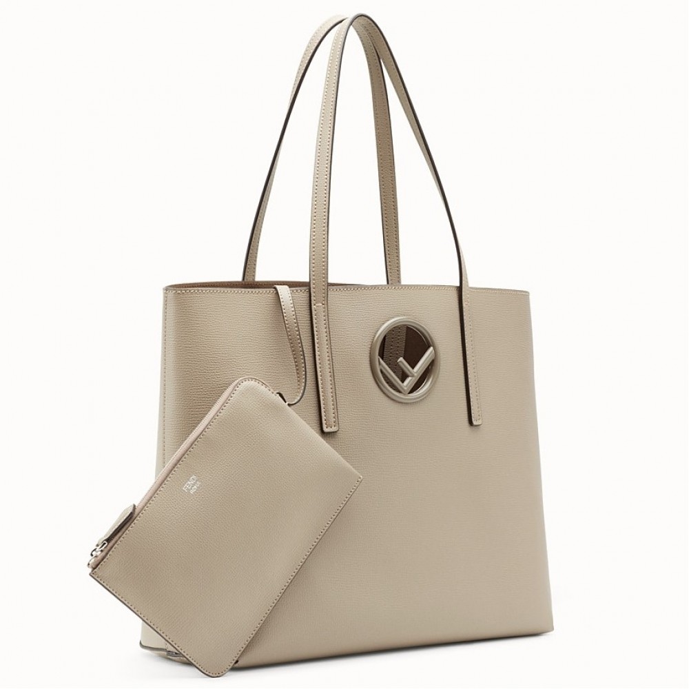 Fendi Grey Leather Logo Shopper Bag FBS24159