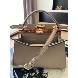 Fendi Grey Peekaboo ISeeU Medium Bag with Tortoiseshell FBS24160