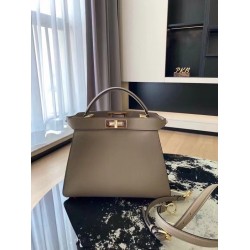 Fendi Grey Peekaboo ISeeU Medium Bag with Tortoiseshell FBS24160