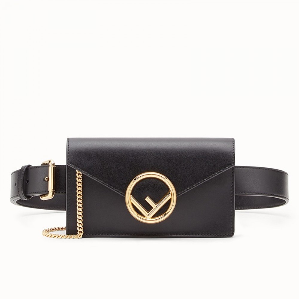 Fendi Kan I F Belt Bag In Black Calfskin FBS24161