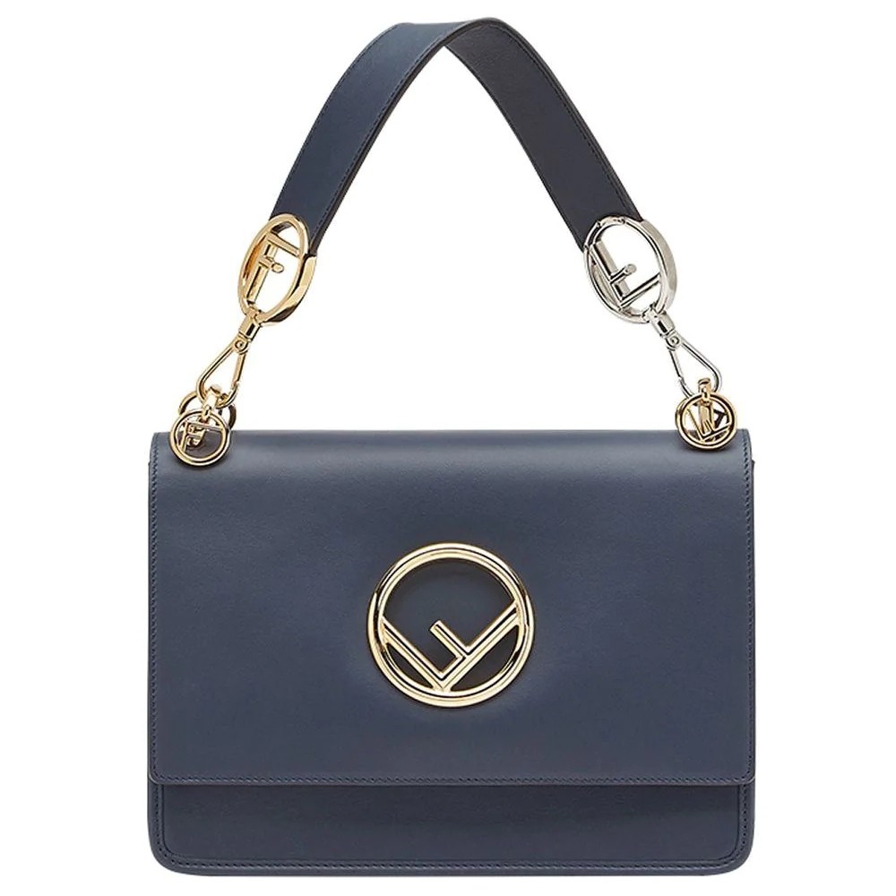 Fendi Kan I F Shoulder Bag In Blue Calfskin FBS24164